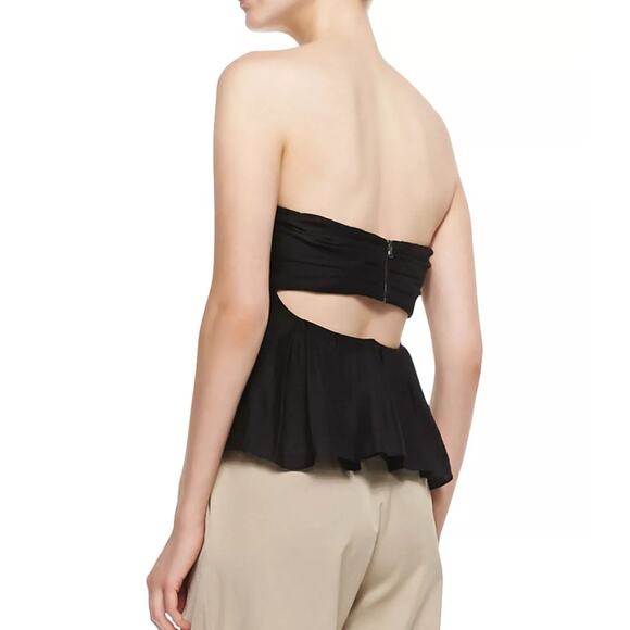 l'agence pleated strapless Tube top blouse black open back Sz 2 Silk Blend Y2K - Picture 2 of 11